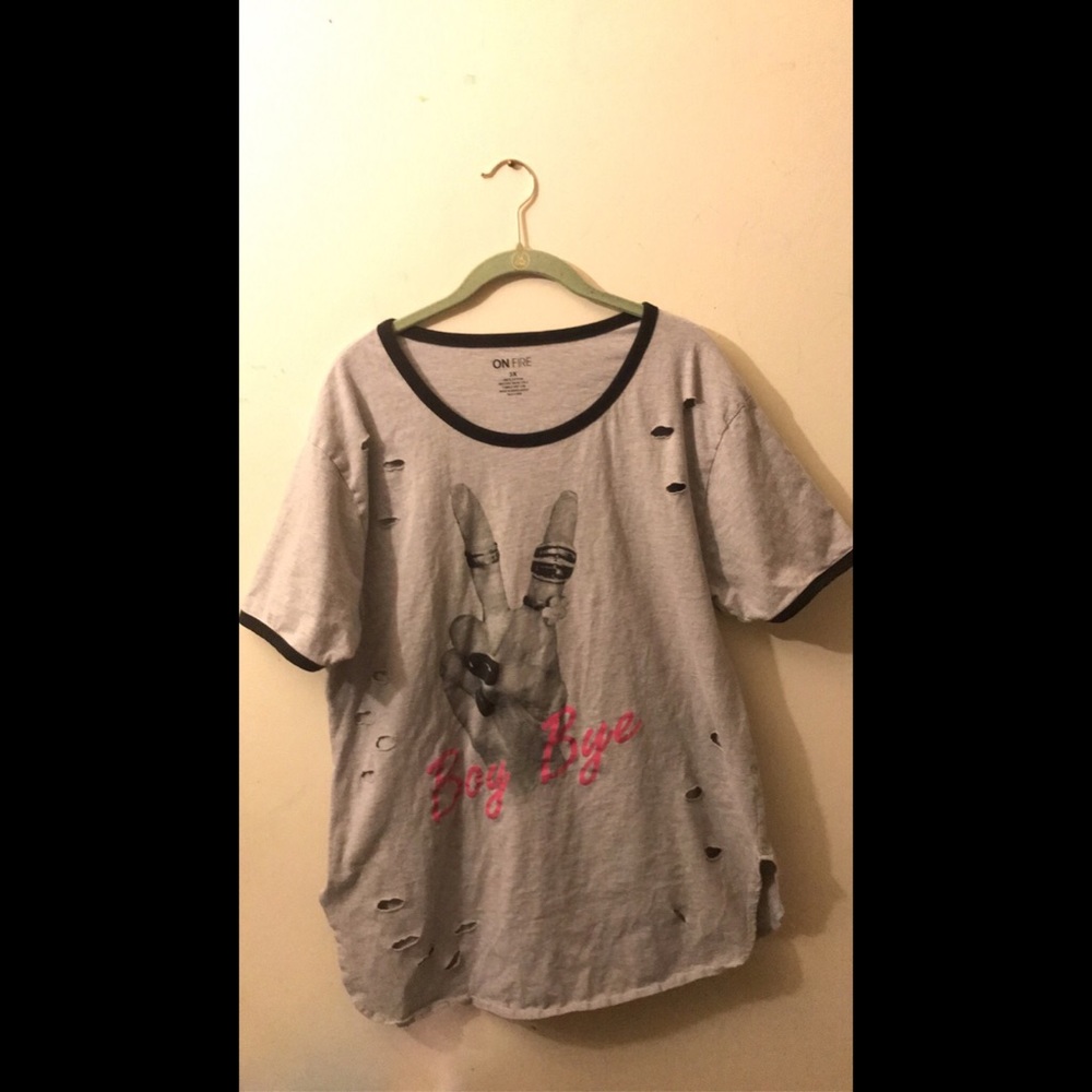 “Boy bye “ on fire gray Tshirt💛